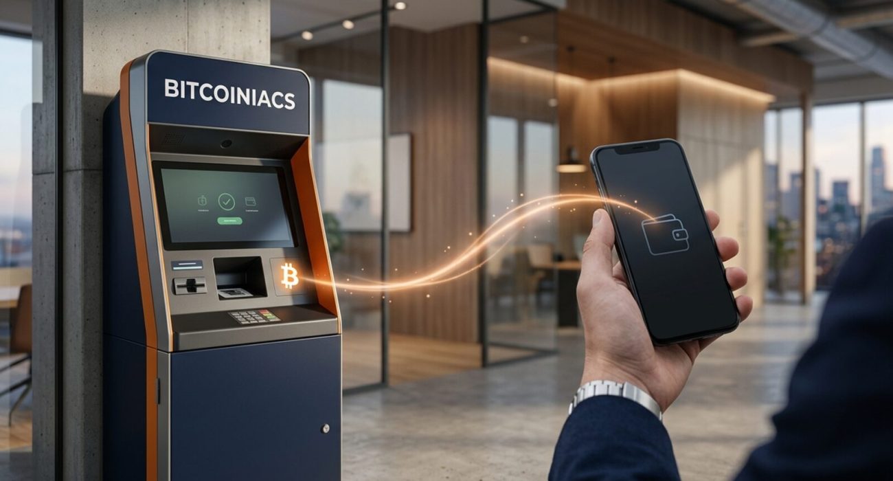 How to transfer Bitcoin to a wallet using a Bitcoiniacs Bitcoin ATM and mobile wallet