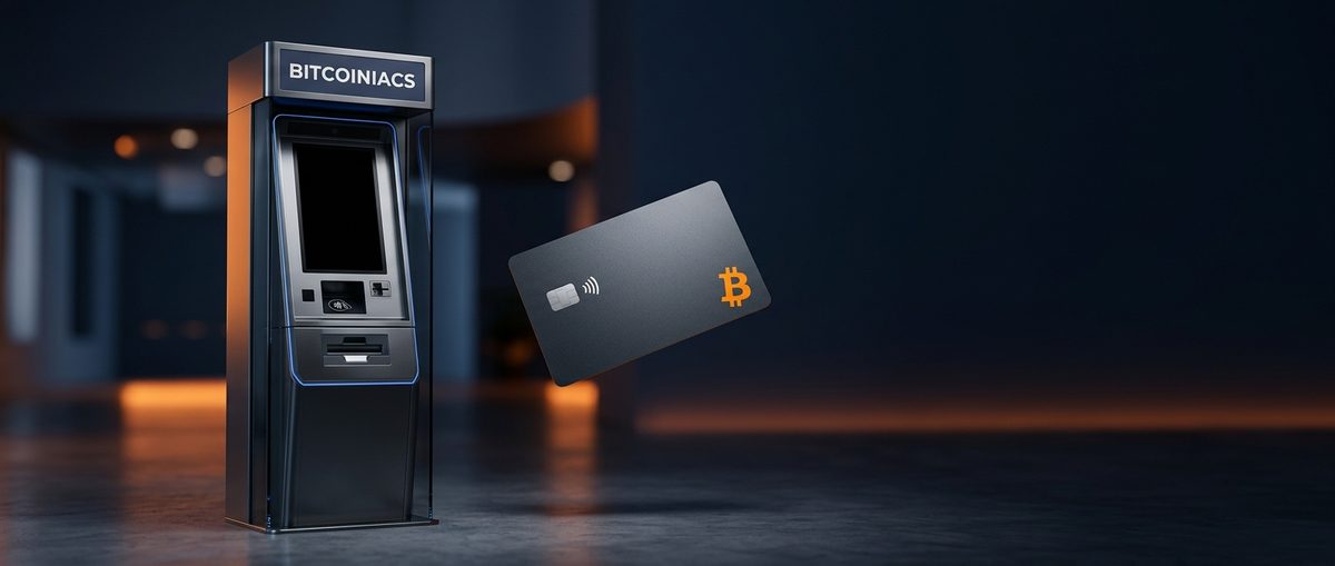 Bitcoin debit card in Canada used alongside a BITCOINIACS Bitcoin ATM