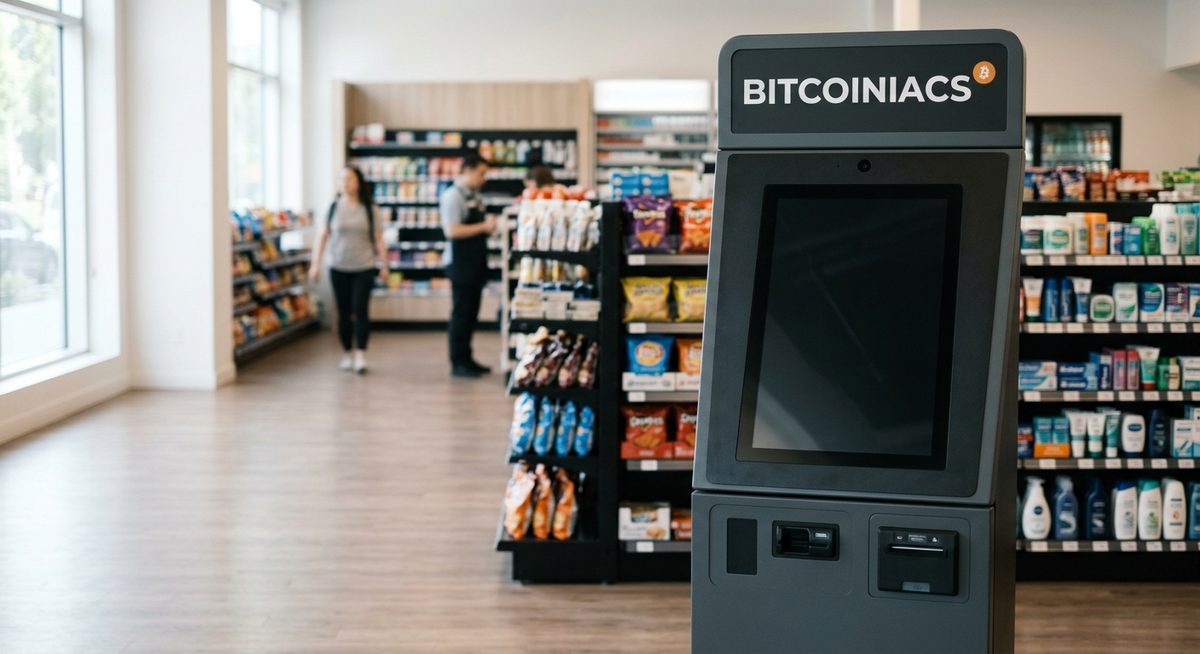 Buy Bitcoin in British Columbia at a Bitcoiniacs Bitcoin ATM in a Canadian convenience store